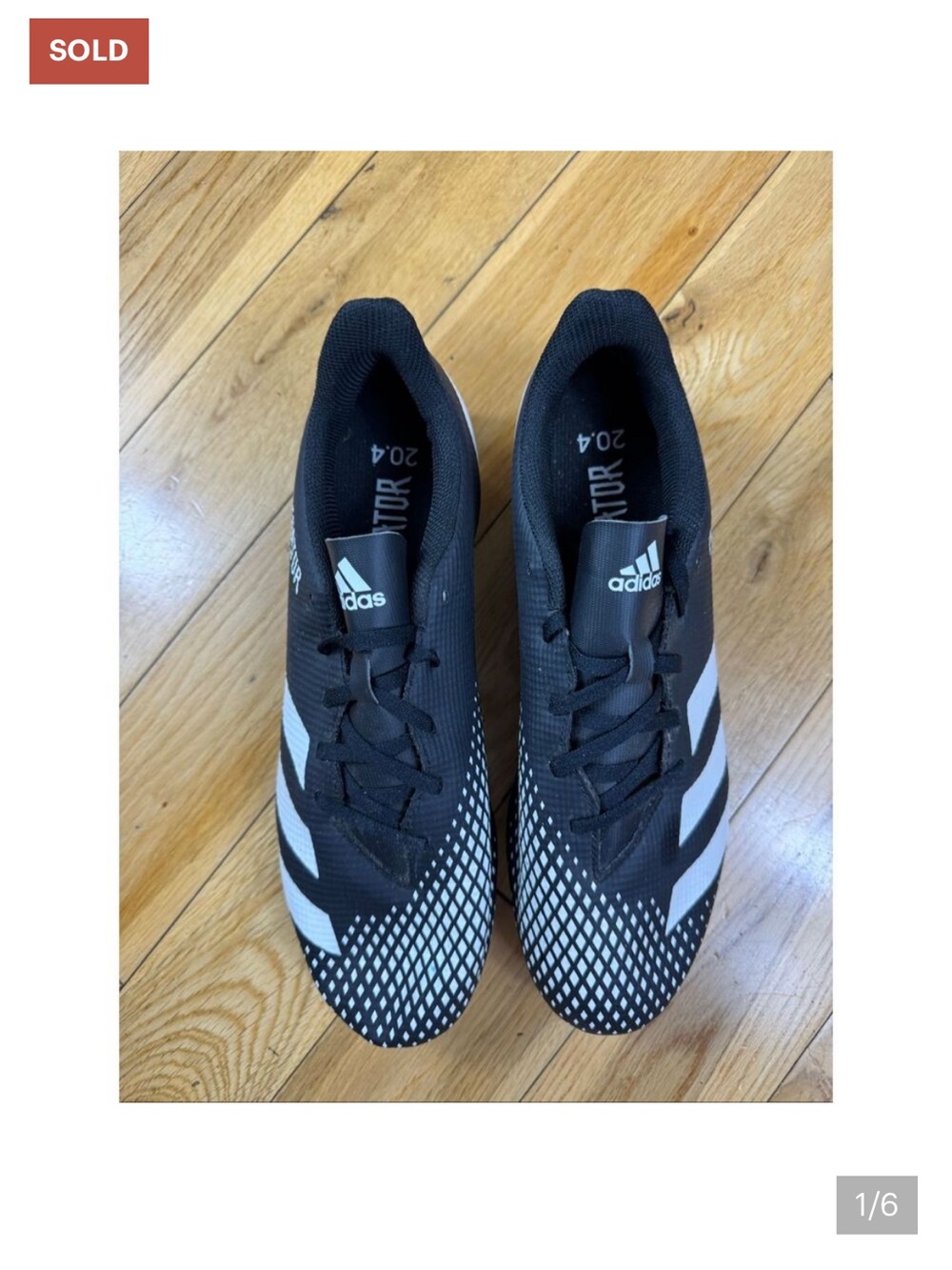 adidas Men’s Black & White Predator 20.4
Soccer Cleats Size 11